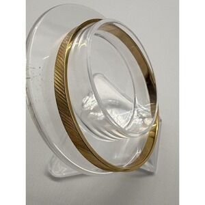 Vintage Monet Gold Tone Ribbed Matte Bangle Bracelet Womens